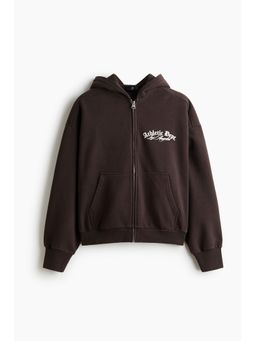 H&M - Men Brown Oversized Fit Printed Zip-Through Hoodie Jacket