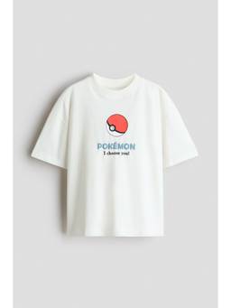H&M - Boys White Oversized Print-Motif T-Shirt