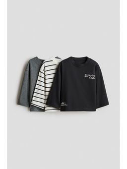H&M - Boys Multi-Color 3-Pack Long-Sleeved Cotton T-Shirts