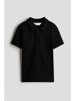 H&M - Boys Black Cotton Pique Polo T-Shirt