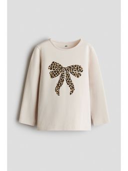 H&M - Girls Beige Printed Cotton Top