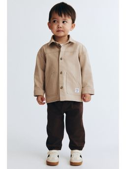 H&M - Boys Beige 3-Piece Cotton T-Shirt with Shirt and Joggers