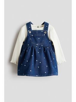 H&M - Girls Blue 2-Piece Dungaree Dress and Top