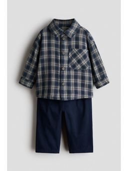 H&M - Boys Blue 2-Piece Cotton Shirt and Trouser
