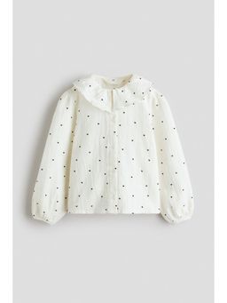 H&M - Girls White Patterned Muslin Blouse