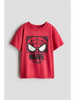 H&M - Boys Red Printed Cotton T-Shirt
