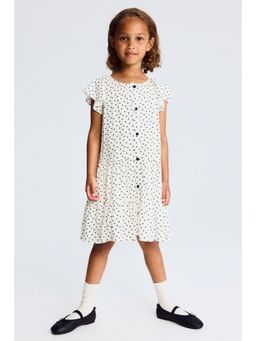 H&M - Girls White Patterned Viscose Dress