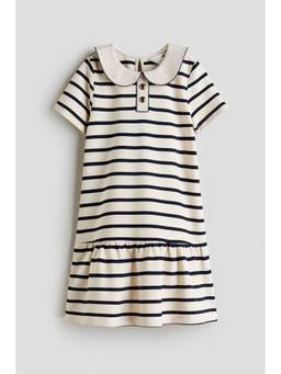 H&M - Girls White Picot-Trimmed Jersey Dress