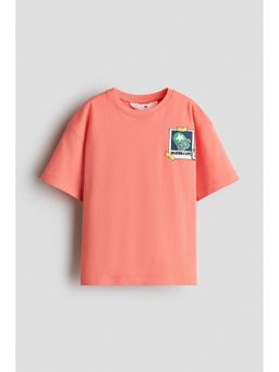 H&M - Boys Orange Printed Cotton T-Shirt