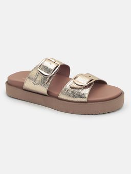Tao Paris - Gold Leather Round Toe Pair Of Flats