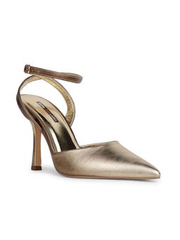 Bata - Gold Synthetic Pointed Toe Pair Of Heels