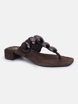 Tao Paris - Brown Leather Square Toe Pair Of Sandals