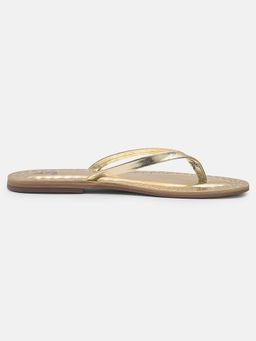 Tao Paris - Gold Leather Round Toe Pair Of Flats