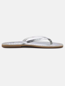 Tao Paris - Silver Leather Round Toe Pair Of Flats