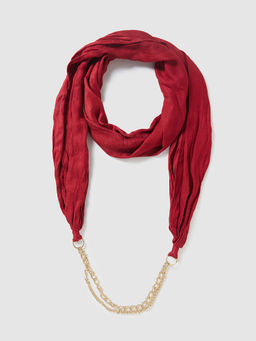 Globus - Women Red Solid Scarf with Chain Closure