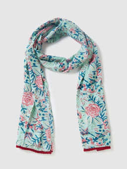 Globus - Women Mint Printed Scarf with Taping Border
