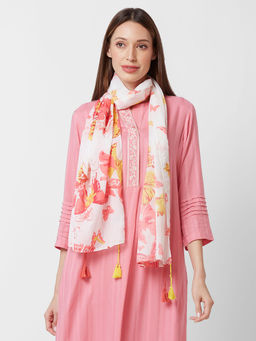 Globus - Women Multi Printed Scarf with Tasselled Border