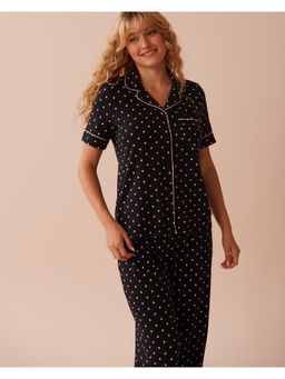 La Vie En Rose - Cotton Short Sleeve Button Down Loungewear Shirt