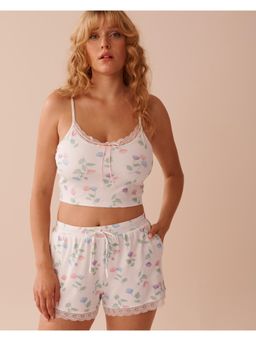 La Vie En Rose - Tulip Print Super Soft Crop Cami Top
