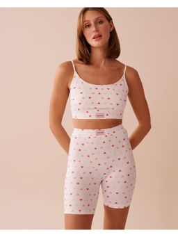 La Vie En Rose - Heart Print Super Soft Crop Cami Top
