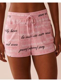 La Vie En Rose - Heart and Letter Print Recycled Fibers Shorts