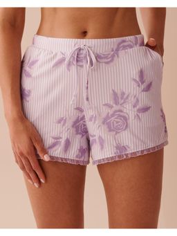 La Vie En Rose - Lilac Rose Print Super Soft Shorts