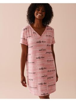 La Vie En Rose - Heart and Letter Print Recycled Fibers Sleepshirt