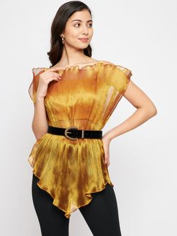 Uptownie - Pleated Hourglass Top-Gold
