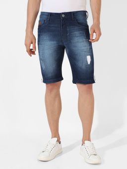 Campus Sutra - Men Classic Blue Medium-Washed Regular Fit Denim Shorts