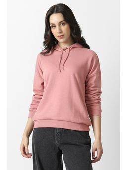 Van Heusen - Women Pink Solid Hooded Neck Hoodie