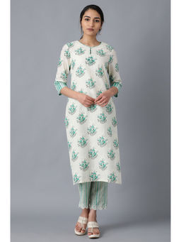 W - Green Floral Kurta