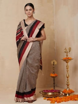 Fabindia - Cotton Silk Maheshwari Printed Sari