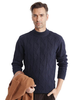 Rare Rabbit - Caloz Navy Textured Regular Fit Sweater