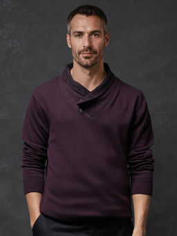 Rare Rabbit - Denor Purple Plain Regular Fit Sweater