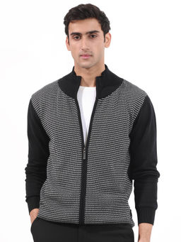 Rare Rabbit - Heritage Black Jacquard Regular Fit Jacket