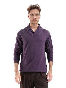 Rare Rabbit - Kenlay Dark Purple Plain Regular Fit Sweater