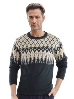 Rare Rabbit - Kezeck Navy Argyle Print Regular Fit Sweater