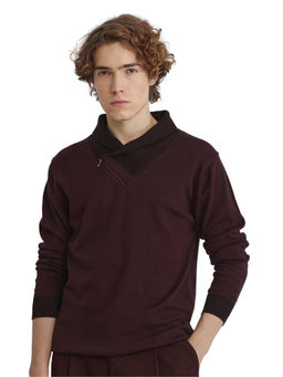 Rare Rabbit - Lyzo Wine Plain Regular Fit Sweater