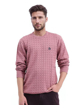 Rare Rabbit - Prota Dusky Pink Textured Regular Fit Sweater