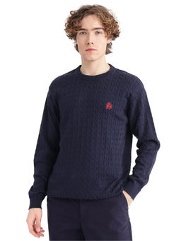 Rare Rabbit - Prota Navy Textured Regular Fit Sweater