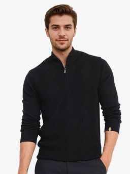 Rare Rabbit - Toyder Black Textured Regular Fit Sweater