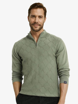 Rare Rabbit - Toyder Green Textured Regular Fit Sweater