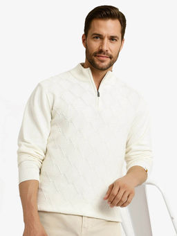 Rare Rabbit - Toyder Off White Textured Regular Fit Sweater