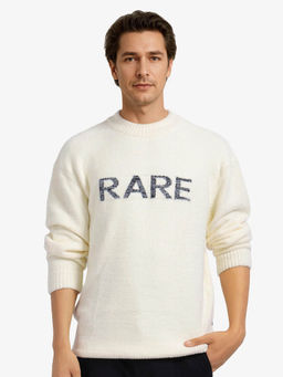 Rare Rabbit - Zeo Off White Woven Regular Fit Sweater