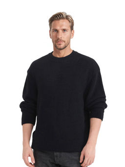 Rare Rabbit - Zeo-1 Black Plain Regular Fit Sweater