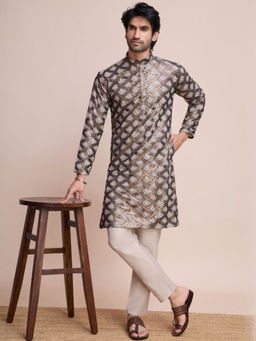 Odette - White Silk Blend Embellished Stitched Kurta for Men