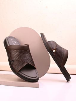 EL PASO - Men Brown Faux Leather Casual Slip On Sandals