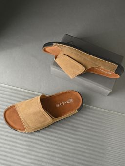 EL PASO - Trendy Brown Velcro Sandals