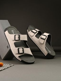 EL PASO - Men Lightweight Beige Double Buckle Sandals