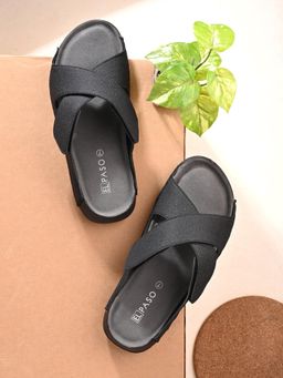 EL PASO - Men Lightweight Black Cross Strap Sandals
